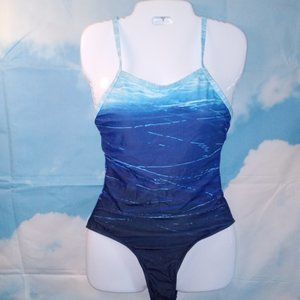 Women’s Gradient Ocean Blue 1-piece Swimsuit  Size Medium NEW